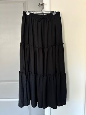 Arolina Black Tiered Maxi Skirt